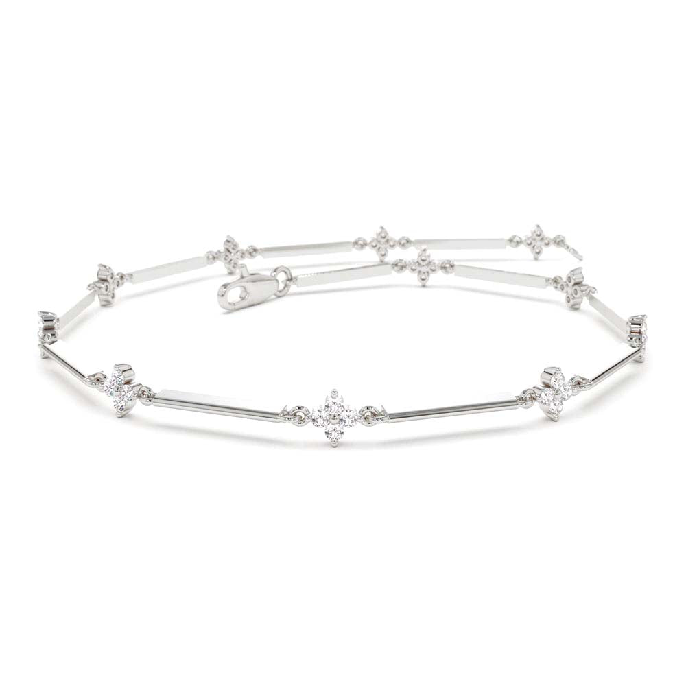 Clover Setting Diamond Infinity Bracelet in 14K Gold — view 4