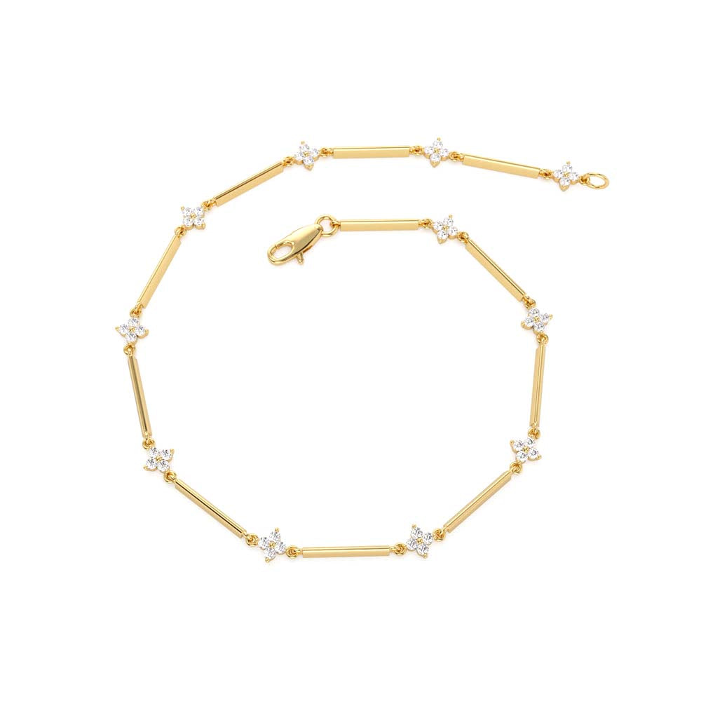 Clover Setting Diamond Infinity Bracelet in 14K Gold — view 2