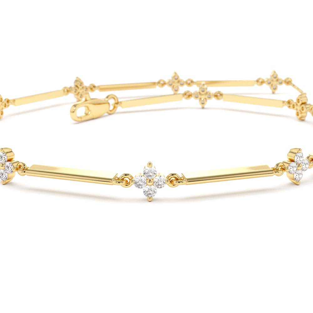 Clover Setting Diamond Infinity Bracelet in 14K Gold — view 3