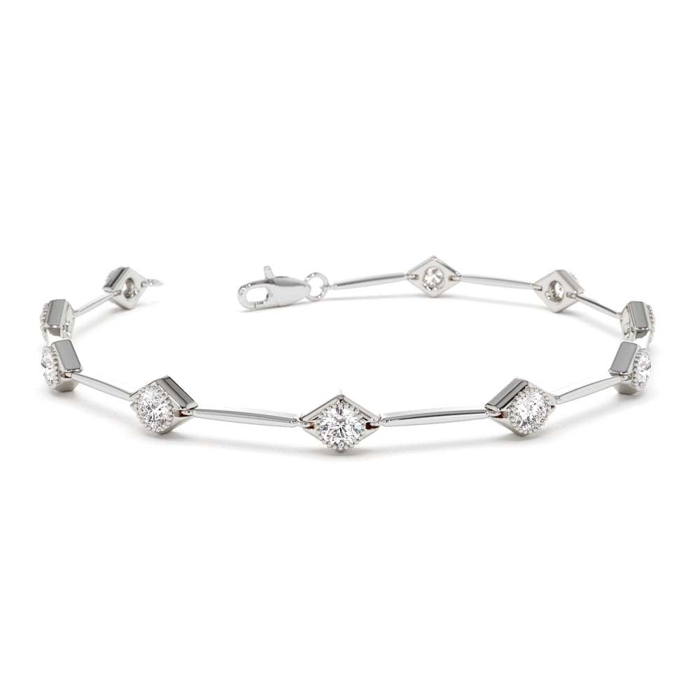 Milgrain Setting Diamond Infinity Bracelet 1.20 CTW in 14K Gold — view 4