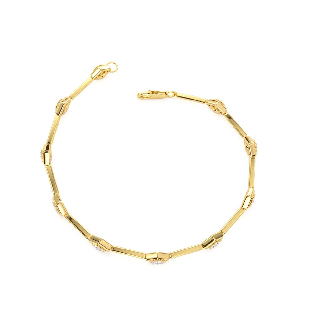 Milgrain Setting Diamond Infinity Bracelet 1.20 CTW in 14K Gold — view 2