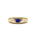 Oval Blue Sapphire with Round Diamonds Dome Ring in 14K Gold — view 1