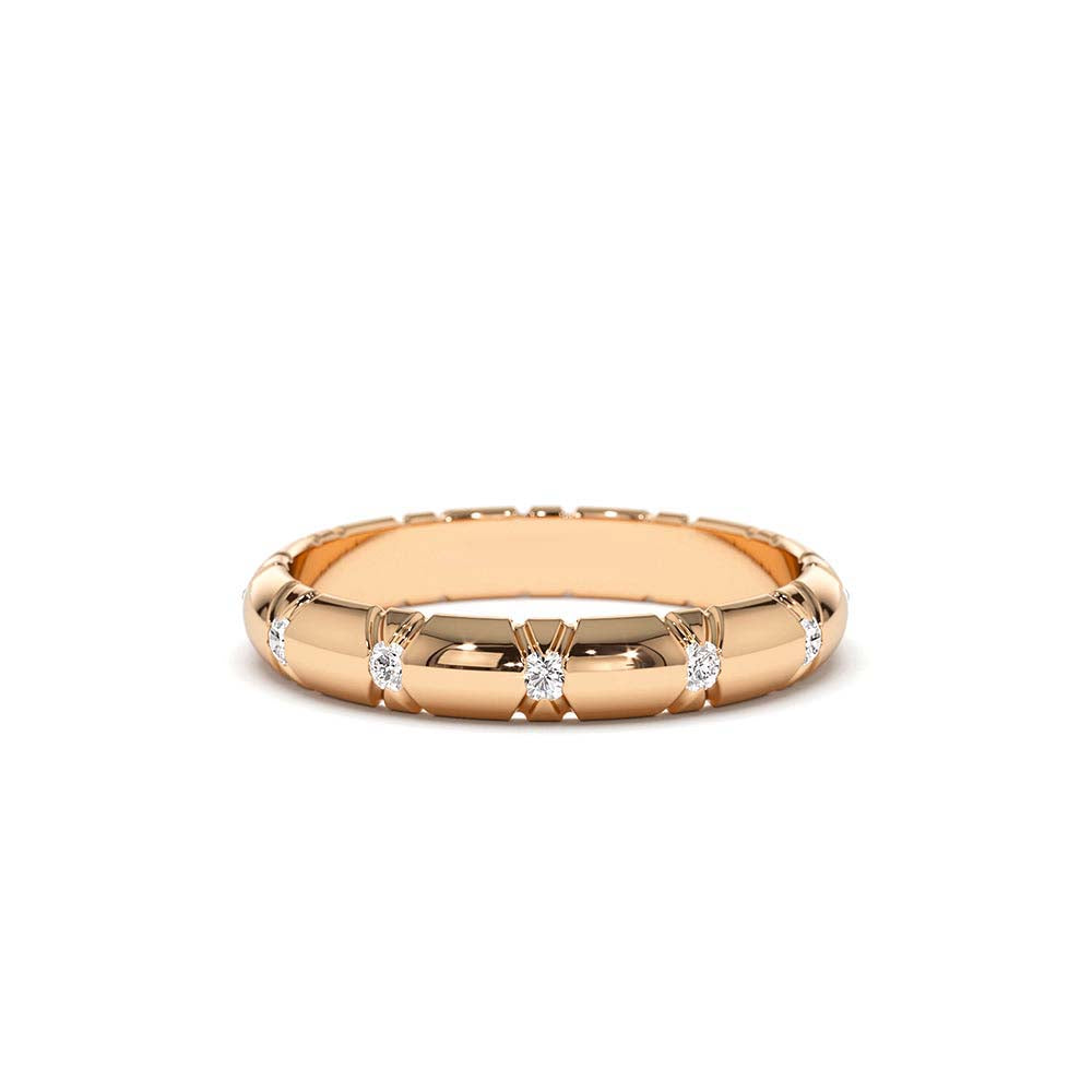 3MM Unique X Cut Design Diamond Wedding Ring in 14K Gold — view 5