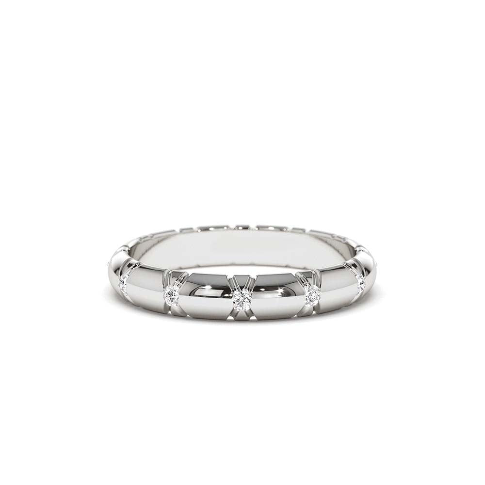 3MM Unique X Cut Design Diamond Wedding Ring in 14K Gold — view 4
