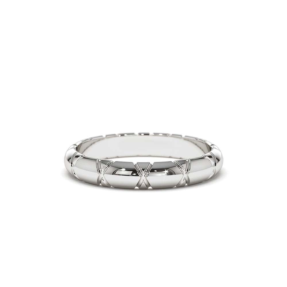 3MM Unique X Cut Design Gold Wedding Ring in 14K Gold — view 4