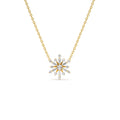 Baguette and Round Diamond Snowflake Necklace in 14K Gold — view 1