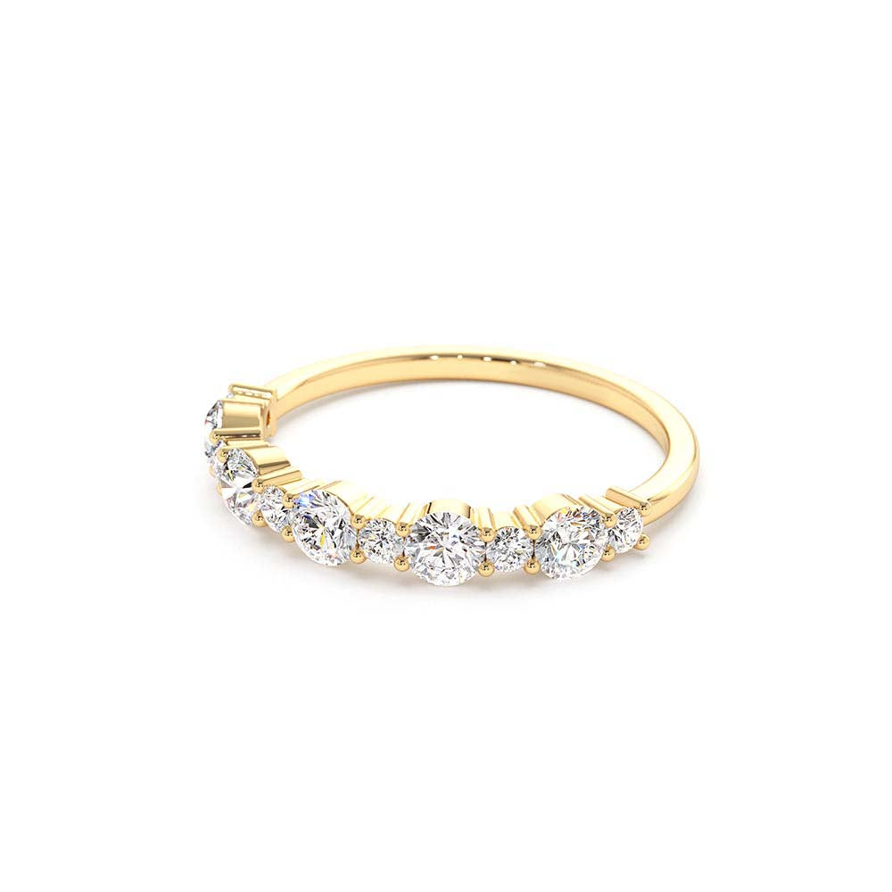 Round Diamond Mix Size Anniversary Ring in 14K Gold — view 2