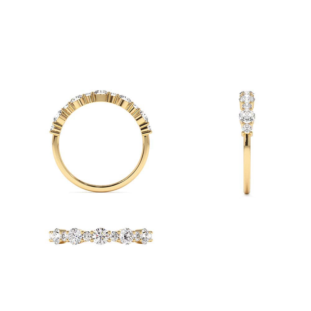 Round Diamond Mix Size Anniversary Ring in 14K Gold — view 3