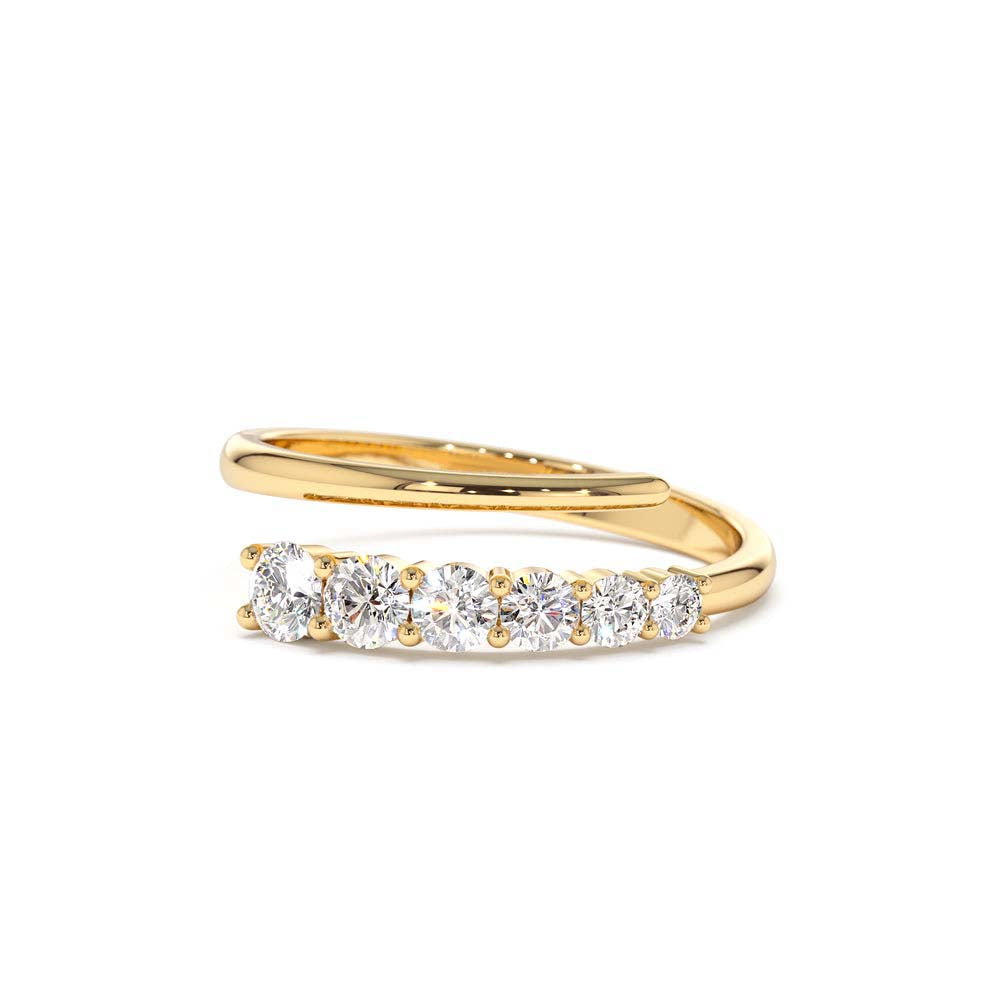 Unique Crossover Diamond Statement Ring in 14K Gold — view 1