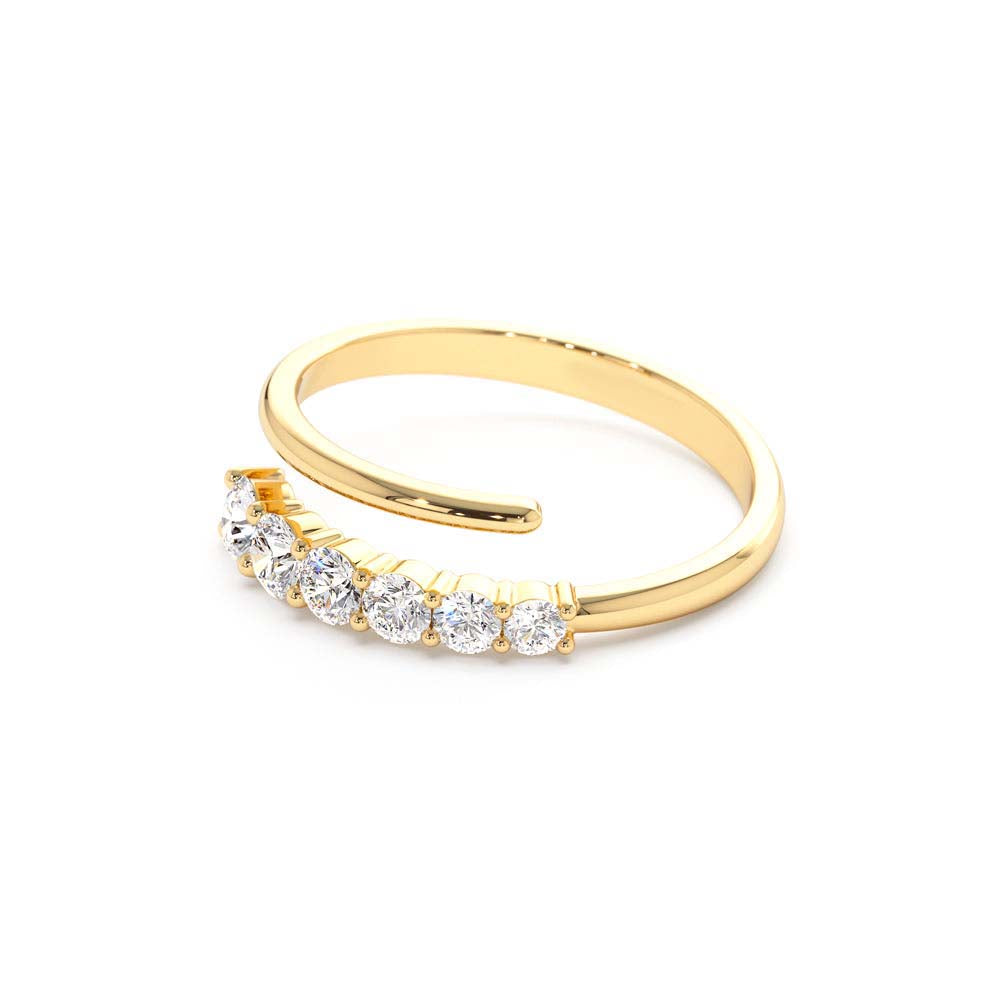 Unique Crossover Diamond Statement Ring in 14K Gold — view 2
