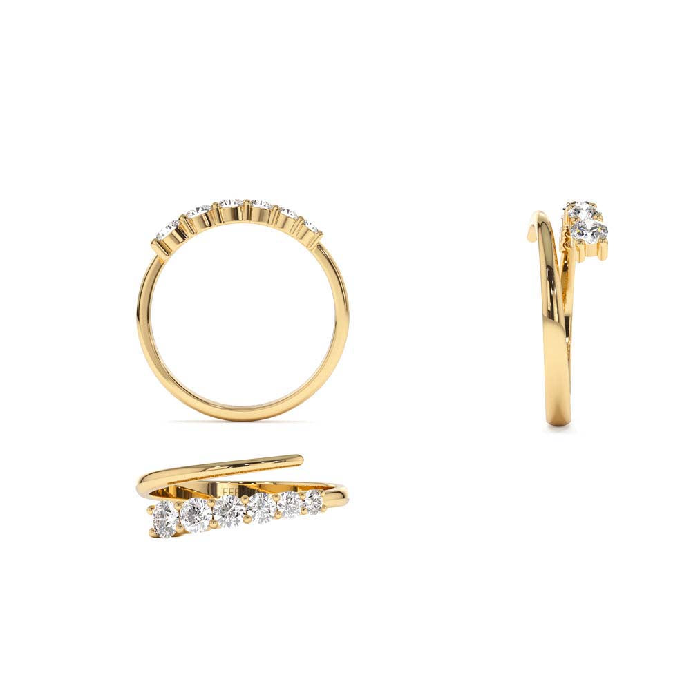 Unique Crossover Diamond Statement Ring in 14K Gold — view 3