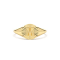 Sunburst Initial Signet Ring in 14K Gold — view 1