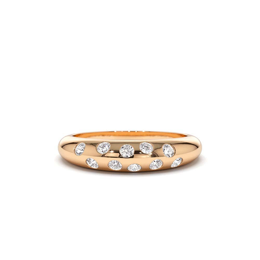 Dome Zig Zag Flush Diamond Ring in 14K Gold — view 5