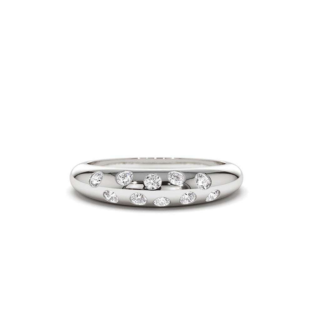 Dome Zig Zag Flush Diamond Ring in 14K Gold — view 4