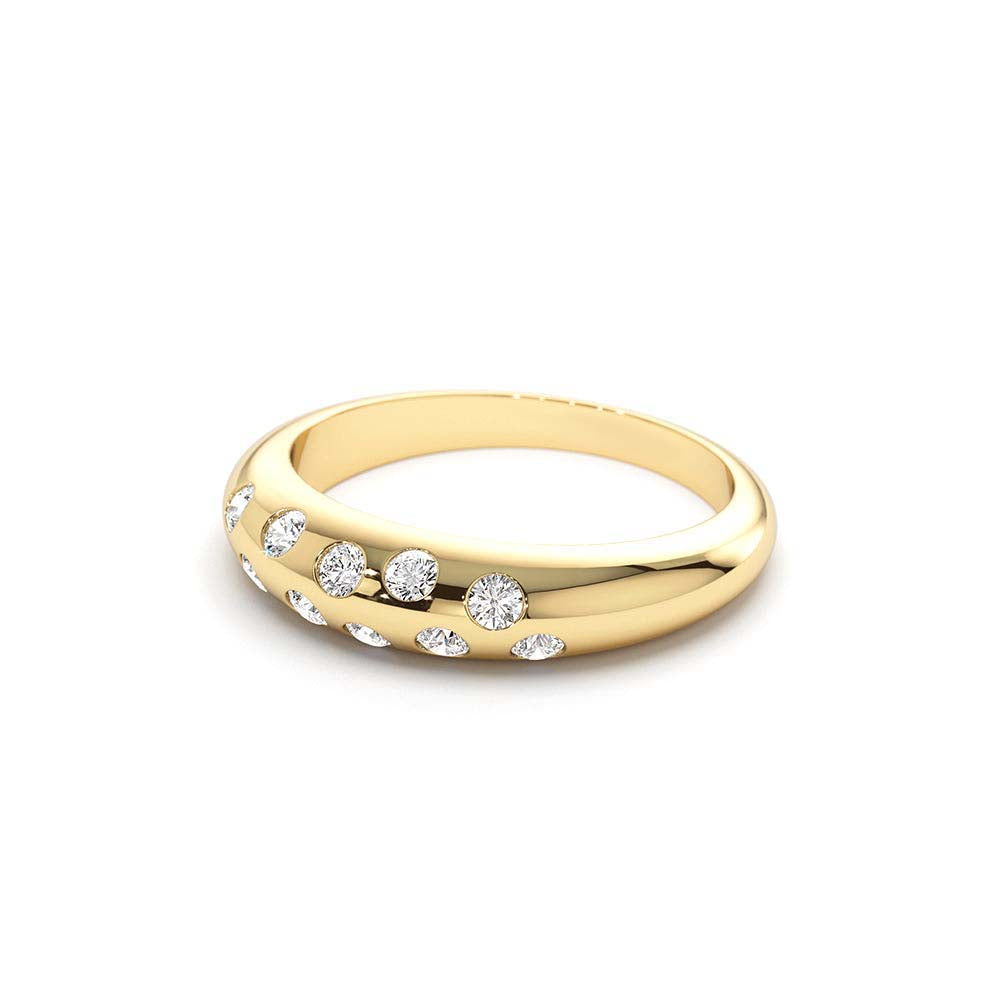 Dome Zig Zag Flush Diamond Ring in 14K Gold — view 2