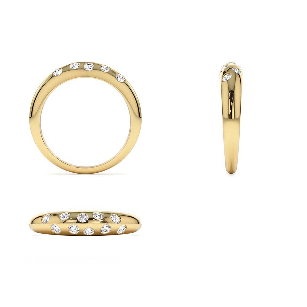 Dome Zig Zag Flush Diamond Ring in 14K Gold — view 3