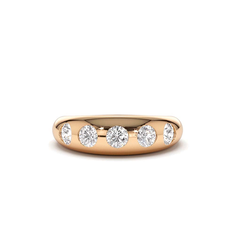 Dome Chunky Statement Diamond Ring in 14K Gold — view 5