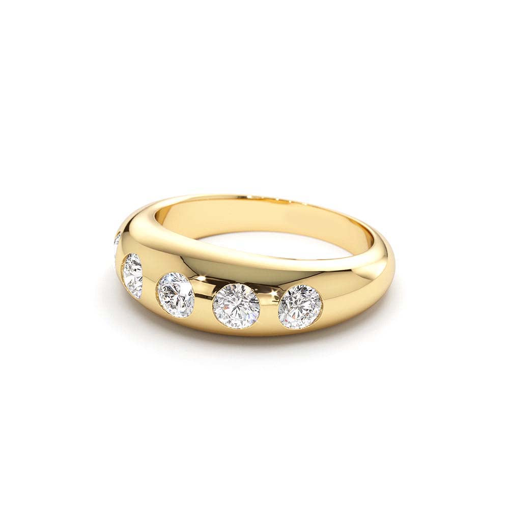 Dome Chunky Statement Diamond Ring in 14K Gold — view 2