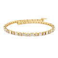 Baguette & Round Natural Diamond Tennis Bracelet in 14K Gold — view 1