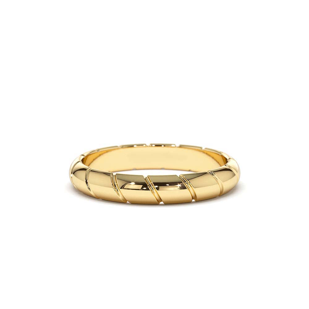 3MM Unique Diagonal Cut Design Gold Ring in 14K Gold — view 1