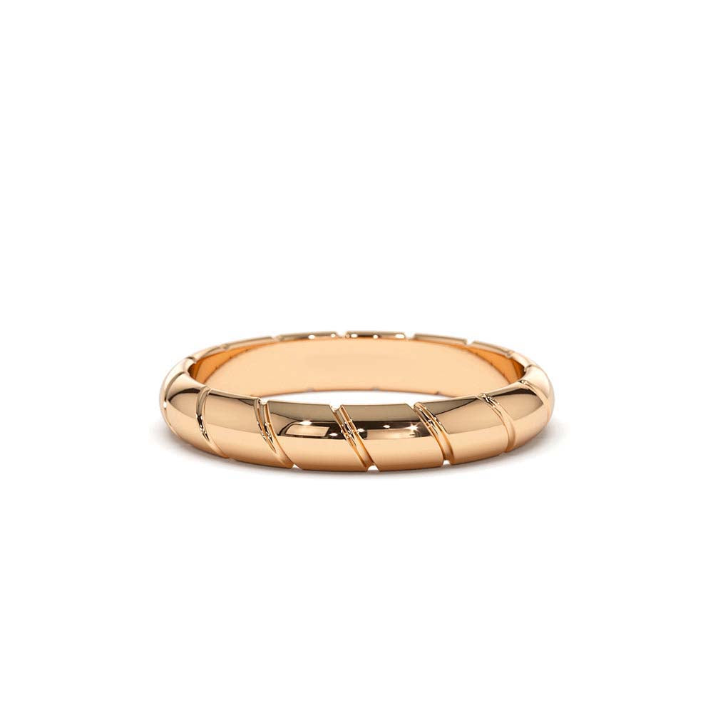 3MM Unique Diagonal Cut Design Gold Ring in 14K Gold — view 5