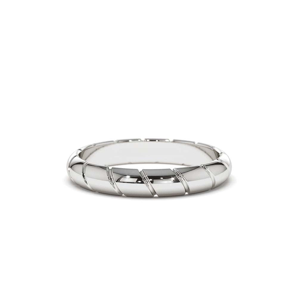 3MM Unique Diagonal Cut Design Gold Ring in 14K Gold — view 4
