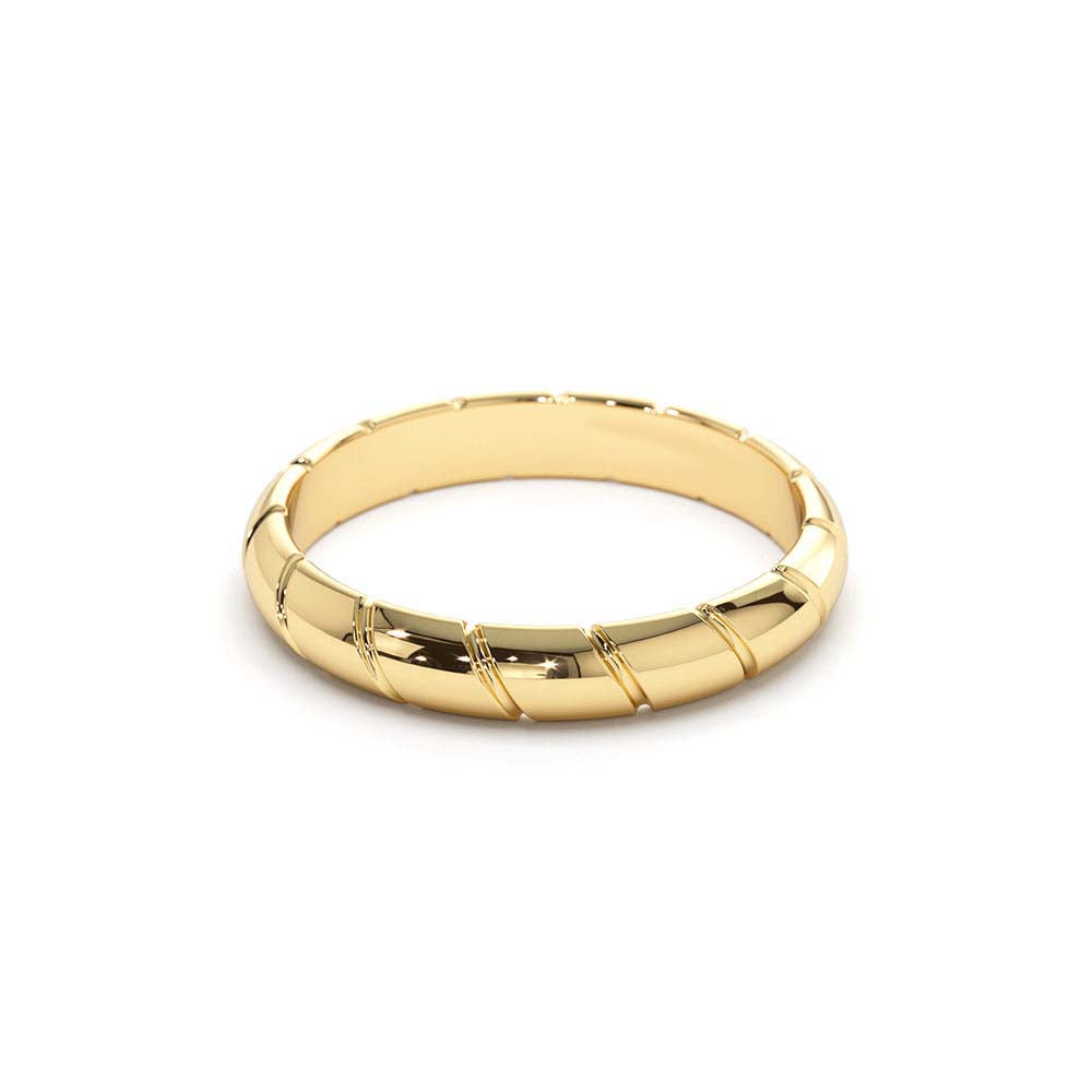 3MM Unique Diagonal Cut Design Gold Ring in 14K Gold — view 2
