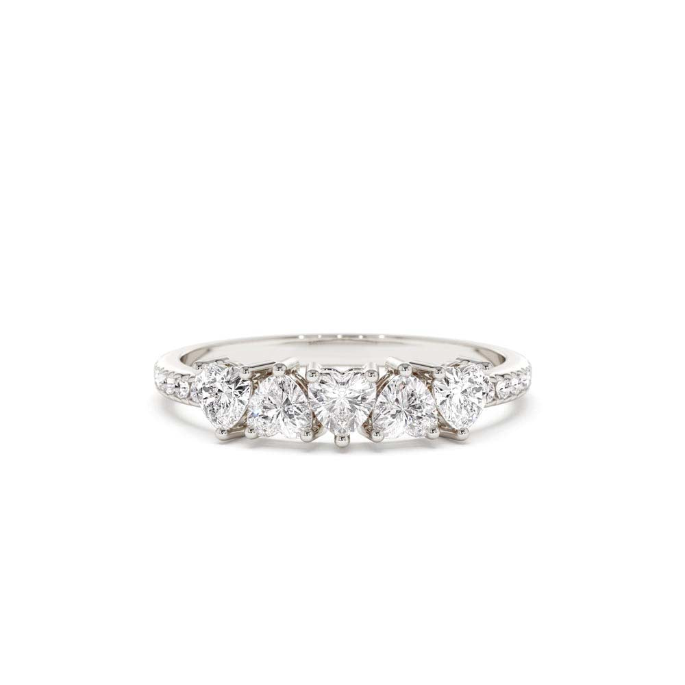 Heart Shaped Diamond Ring w/ Pave Diamonds in 14K Gold — view 4