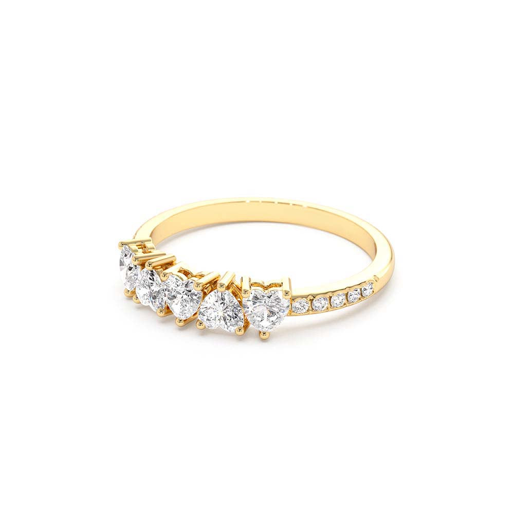 Heart Shaped Diamond Ring w/ Pave Diamonds in 14K Gold — view 2