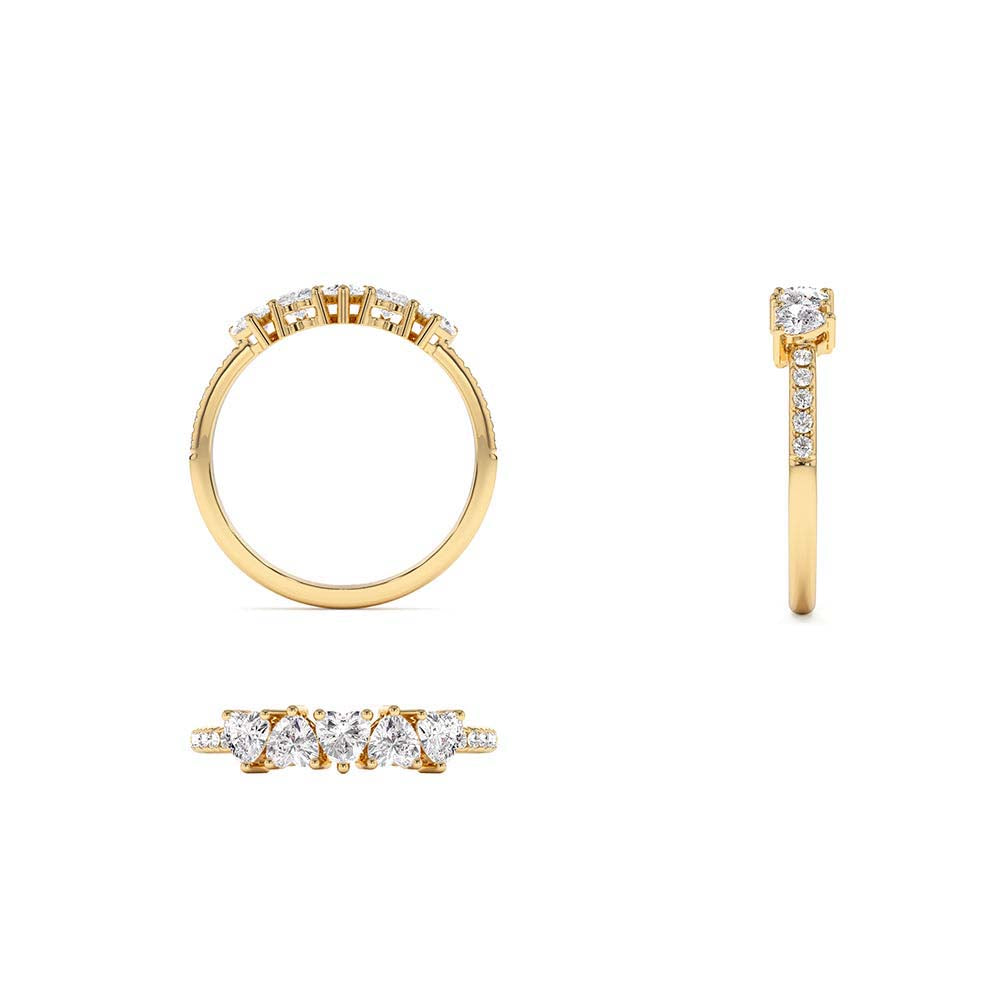 Heart Shaped Diamond Ring w/ Pave Diamonds in 14K Gold — view 3