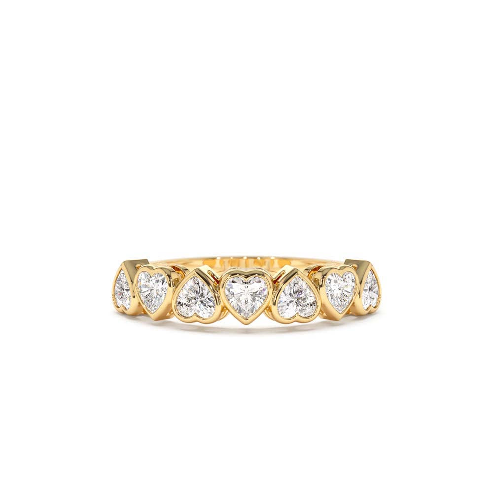 Heart Shape Up Down Bezel Setting Diamond Ring in 14K Gold — view 1