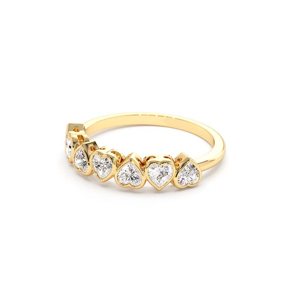 Heart Shape Up Down Bezel Setting Diamond Ring in 14K Gold — view 2