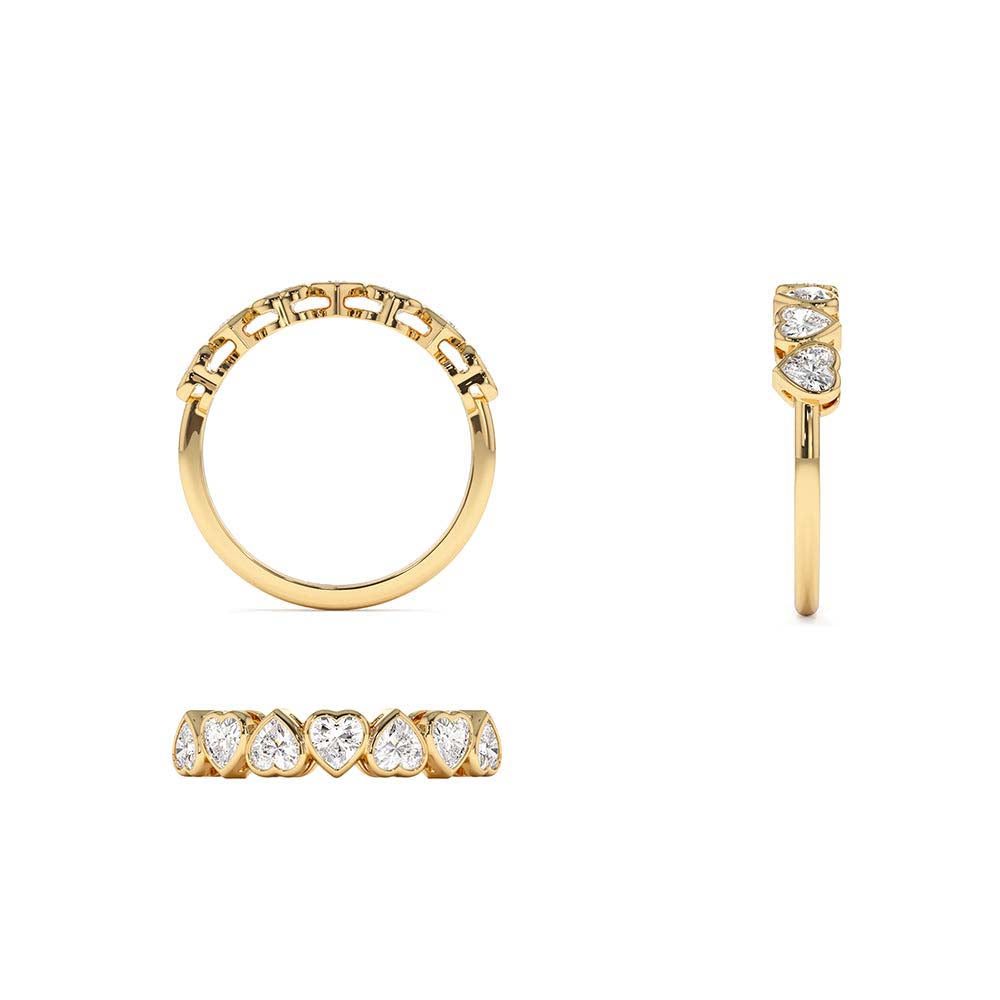Heart Shape Up Down Bezel Setting Diamond Ring in 14K Gold — view 3