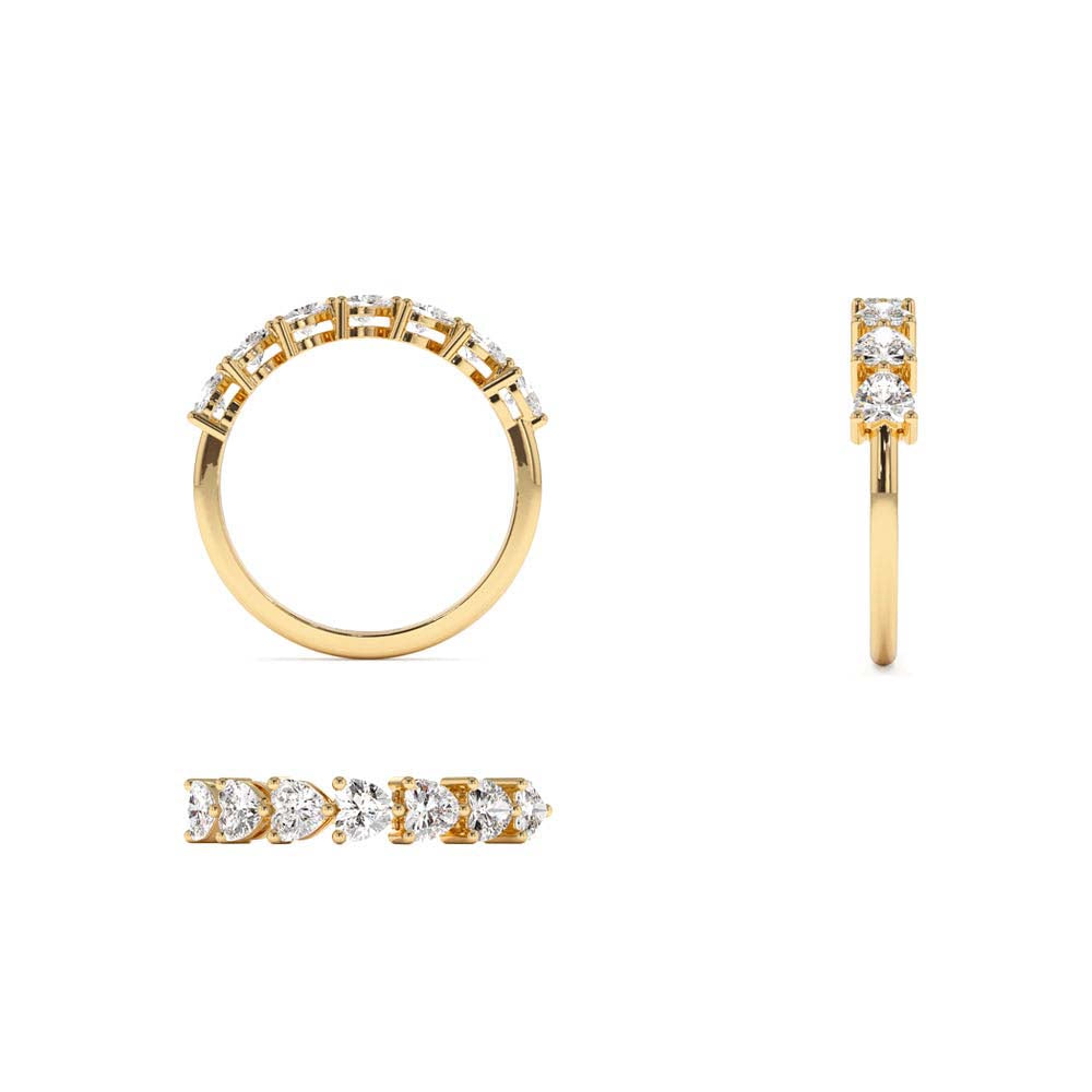 Heart Shape Horizontal Prong Setting Diamond Ring in 14K Gold — view 3