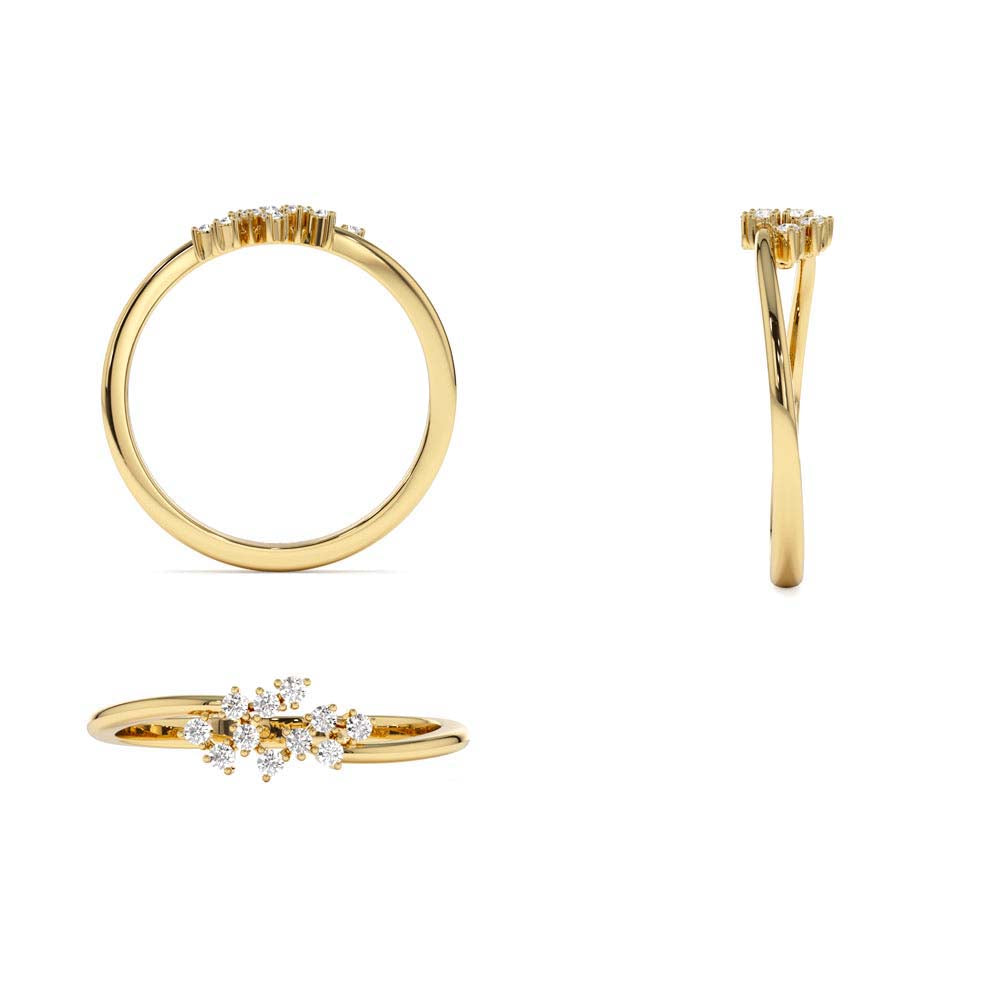 Mini Cluster Diamond Ring in 14K Gold — view 3
