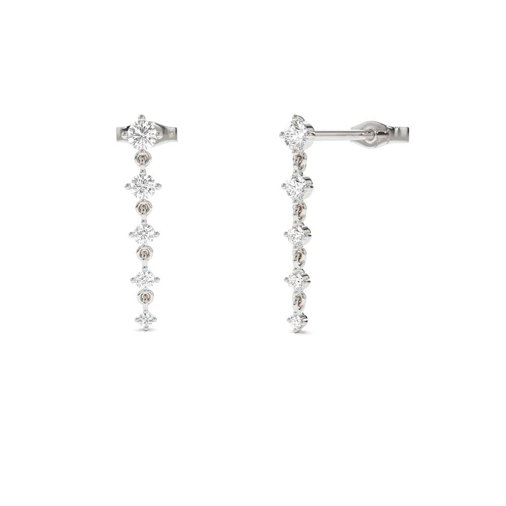 Dangling 4 Prong Diamond Drop Earrings in 14K Gold — view 3