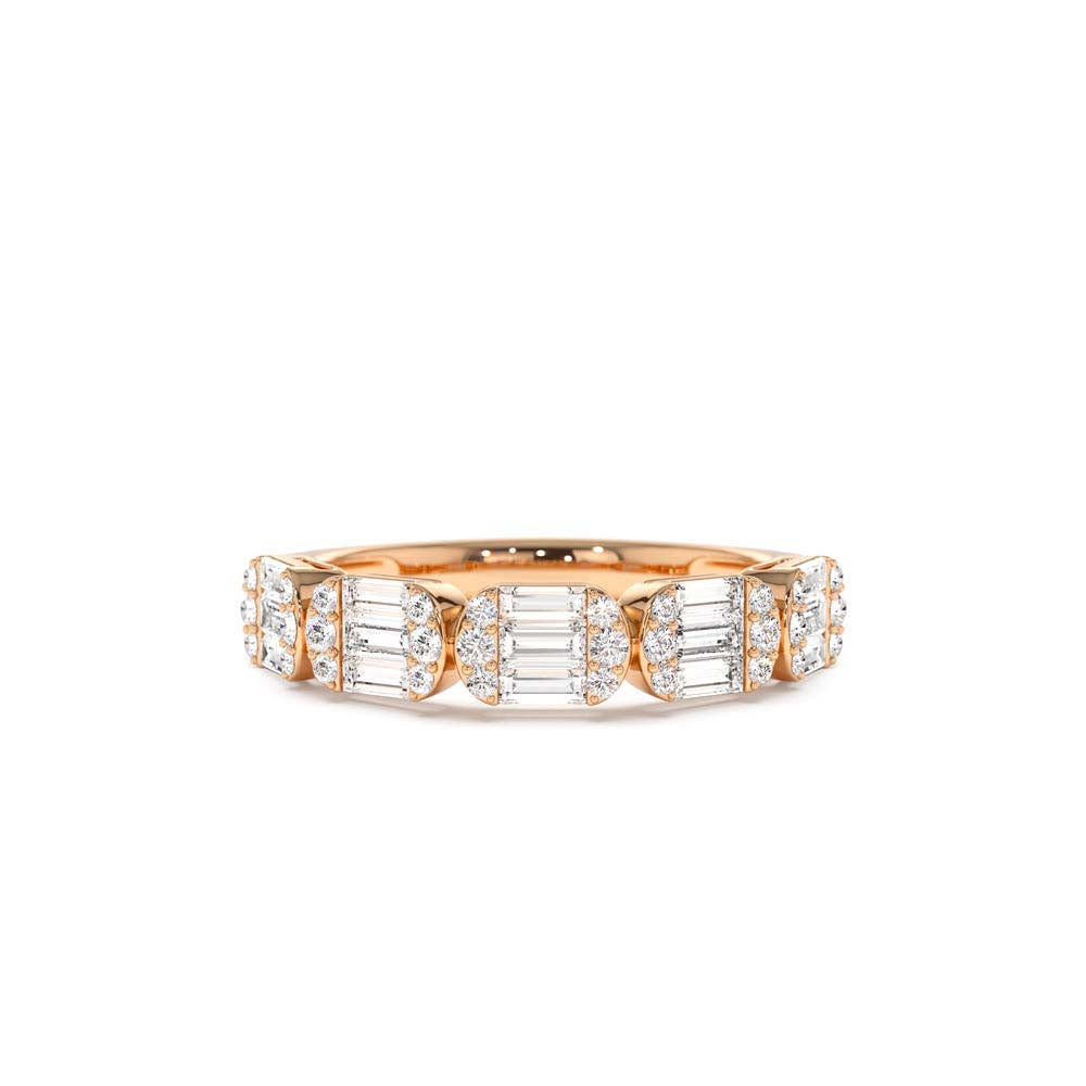 Baguette and Round Diamond Anniversary Ring in 14K Gold — view 5