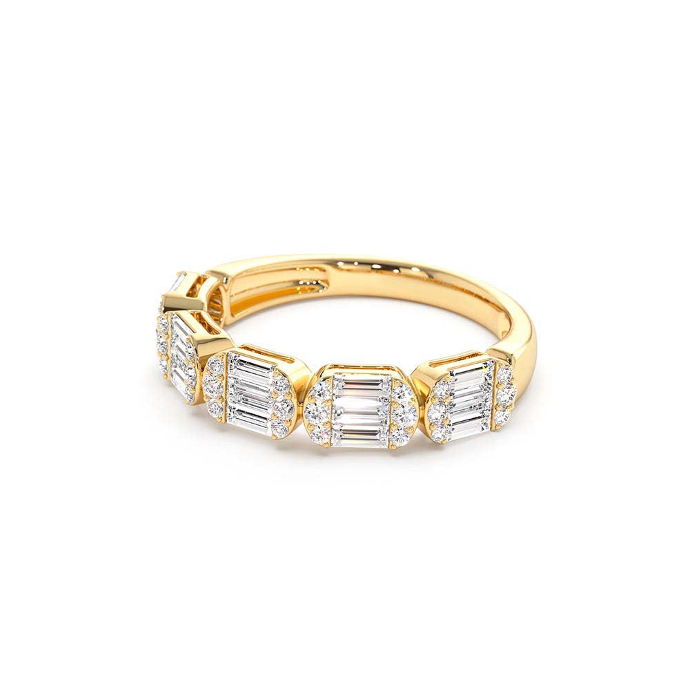 Baguette and Round Diamond Anniversary Ring in 14K Gold — view 2