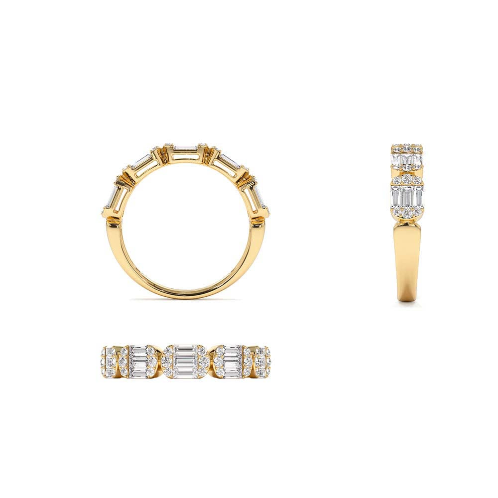 Baguette and Round Diamond Anniversary Ring in 14K Gold — view 3