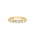 Double Baguette and Round Diamond Wedding Ring in 14K Gold — view 1