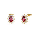 Oval Cut Ruby Earrings with Diamonds in 14K Gold — view 1