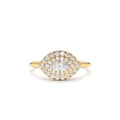 East to West Double Halo Marquise Diamond Ring in 14K Gold — view 1