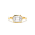 East West Illusion Setting Emerald Pie Cut Diamond Ring in 14K Gold — view 1