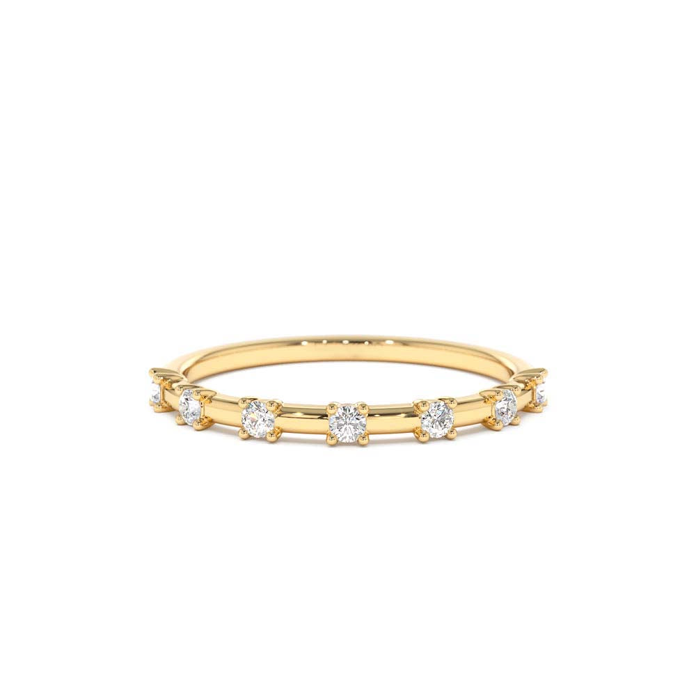 Half Eternity Minimalist Diamond Wedding Ring in 14K Gold — view 1