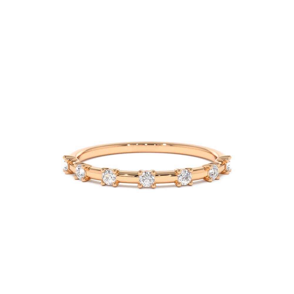 Half Eternity Minimalist Diamond Wedding Ring in 14K Gold — view 5