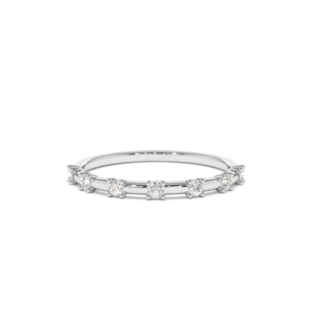 Half Eternity Minimalist Diamond Wedding Ring in 14K Gold — view 4