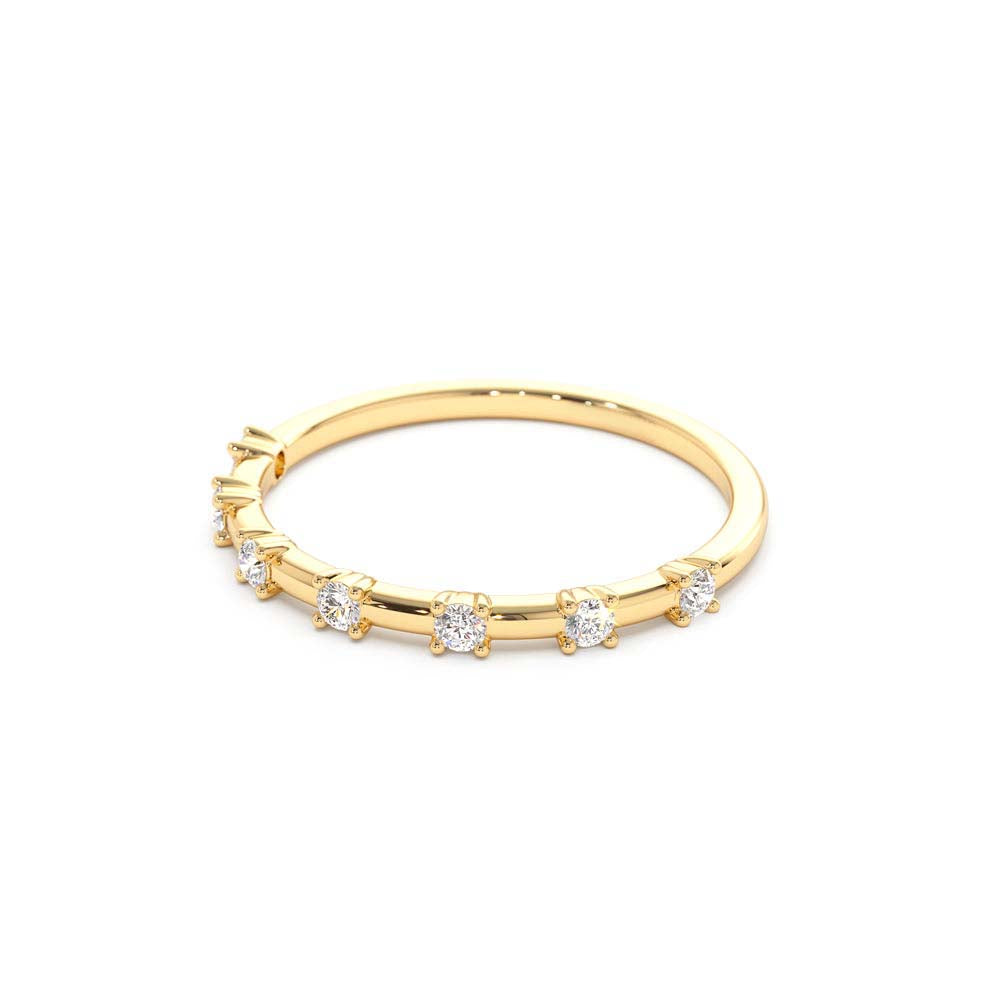 Half Eternity Minimalist Diamond Wedding Ring in 14K Gold — view 2