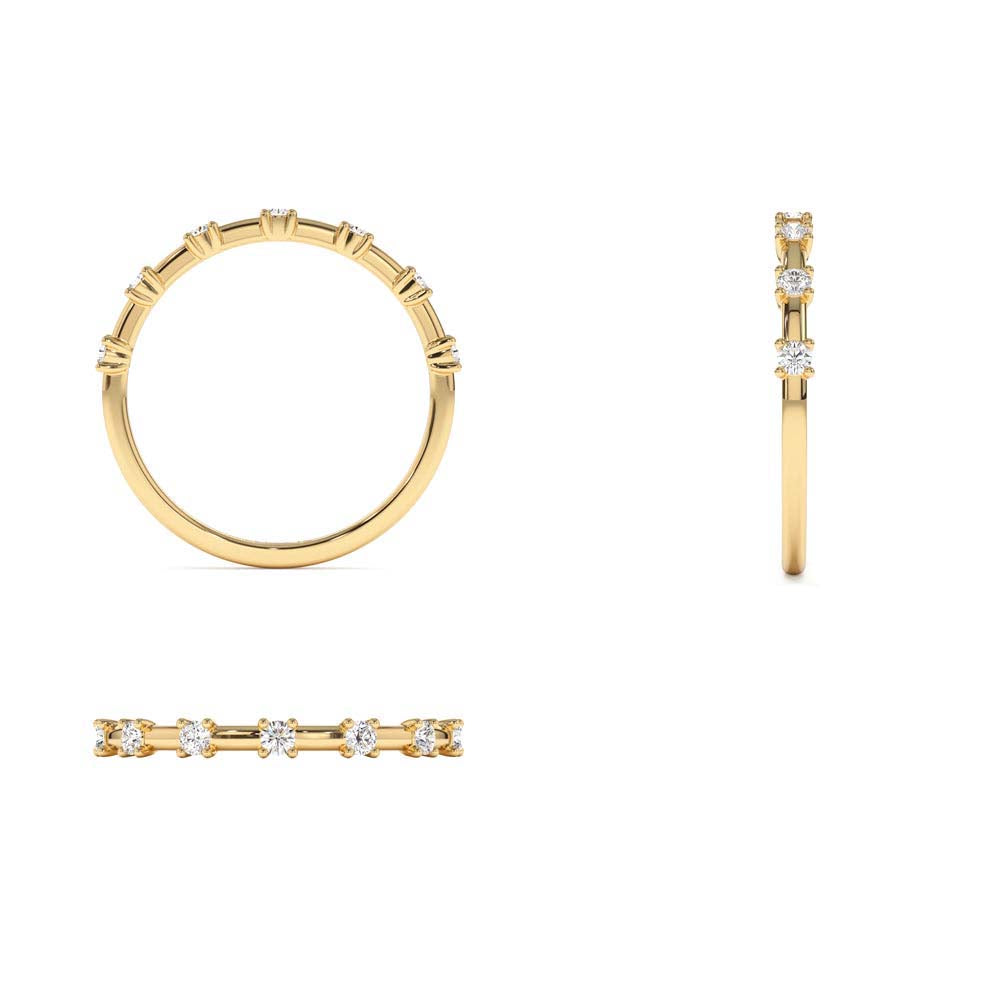 Half Eternity Minimalist Diamond Wedding Ring in 14K Gold — view 3