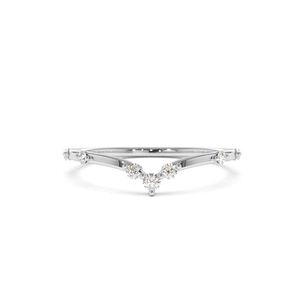 Curved Chevron Diamond Stacking Ring in 14K Gold — view 4