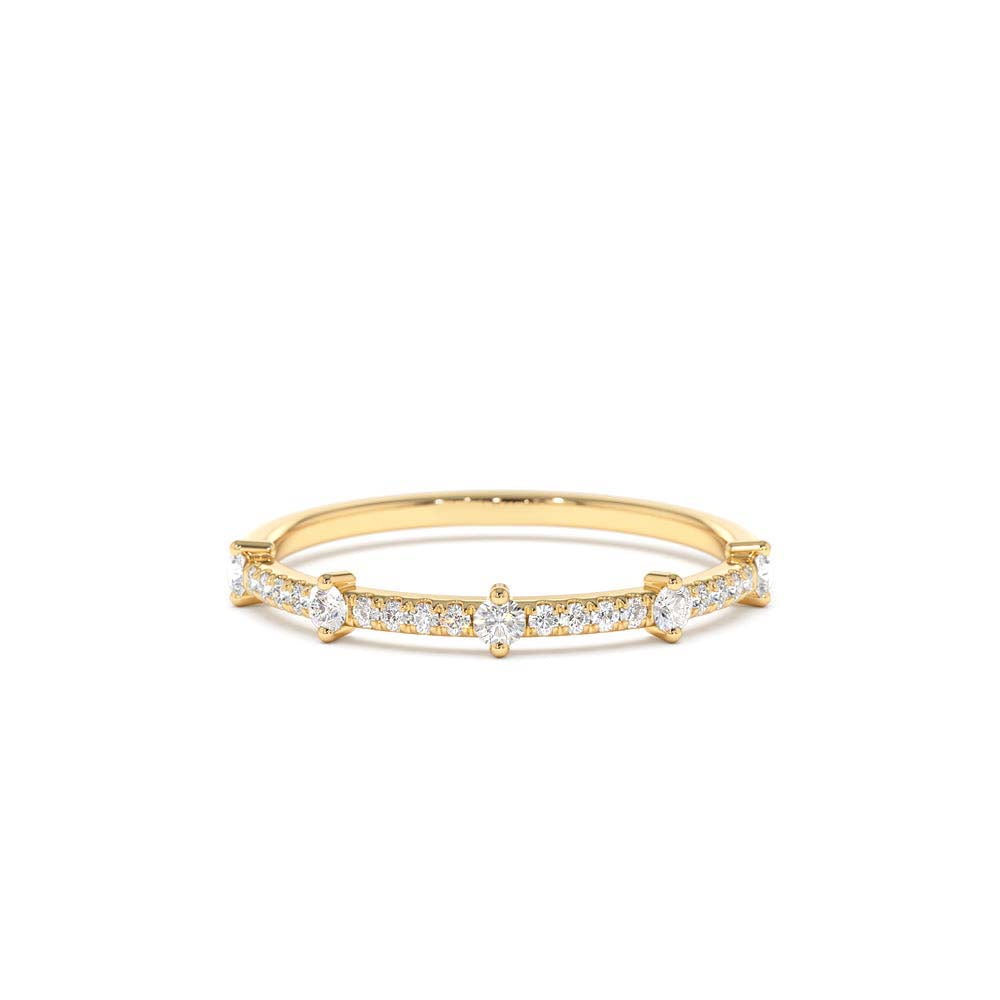 Dainty Stacking Diamond Wedding Band in 14K Gold — view 1